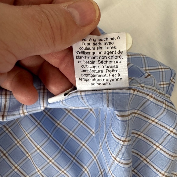 Joseph Abboud Men's Long Sleeve Button Up Shirt Check Blue‎ Size X-Large Pocket - Picture 7 of 12